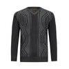 F/X FUSION PLAITED JACQUARD FRONT V-NECK SWEATER