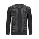 F/X FUSION PLAITED JACQUARD FRONT V-NECK SWEATER