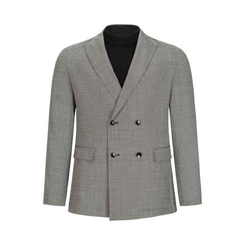 HUGO BOSS DOUBLE BREASTED BLACK & WHITE MICRO CHECK SUIT