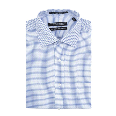 FORSYTH OF CANADA NAVY CHECK COTTON DRESS SHIRT