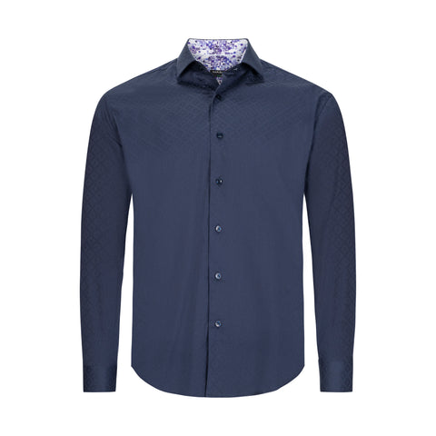 MASUTTO NAVY TONAL JACQUARD SHIRT