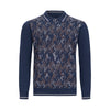 CIGAR COUTURE ABSTRACT PRINT ZIP POLO SWEATER