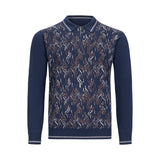 CIGAR COUTURE ABSTRACT PRINT ZIP POLO SWEATER