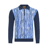 CIGAR COUTURE ABSTRACT PRINT ZIP POLO